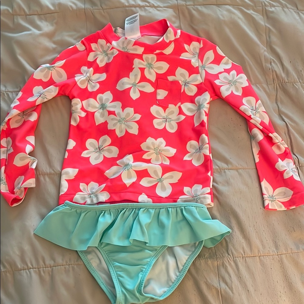 Carter's Pink and White Rashguard Swim Set
